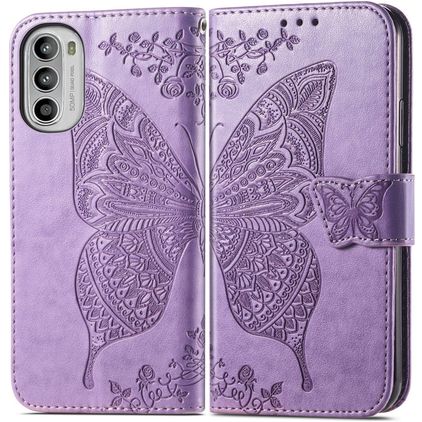 Mobigear Butterfly Housse Motorola Moto G82 Etui Porte-Monnaie - Violet
