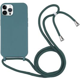 Mobigear Lanyard iPhone 16 Pro Coque avec cordon en Silicone - Vert Mobigear Lanyard iPhone 16 Pro Coque avec cordon en Silicone - Vert