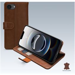 Mobilize Wallet iPhone 16e Cuir véritable Étui Portefeuille - Marron