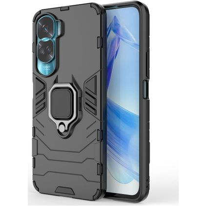 Mobigear Armor Ring Coque HONOR 90 Lite Coque arrière Rigide Anti-Chocs avec Anneau-Support - Noir
