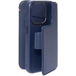 Decoded Detachable Wallet Housse iPhone 15 Pro MagSafe Etui avec Coque Détachable en Cuir Véritable Porte-Monnaie - Bleu