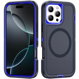Mobigear Rugged Mag Coque iPhone 16 Pro Max MagSafe Coque arrière Rigide Anti-Chocs - Bleu Marin