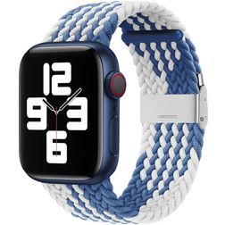 Mobigear Braided Bracelet Nylon Apple Watch Fermeture à pince - 49/46/45/44 mm - Blanc / Bleu
