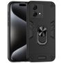 Mobigear Armor Ring Motorola Moto G84 Plastique rigide Coque arrière Antichoc avec bague de maintien - Noir