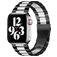 Mobigear Antwerp Bracelet Acier pour Apple Watch Fermeture boucle déployante - 42/41/40/38 mm - Noir / Blanc
