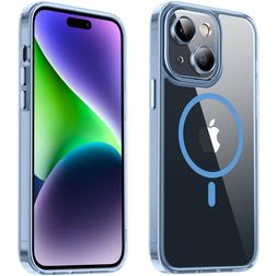 Valenta Trend Coque iPhone 15 Plus MagSafe Coque arrière Rigide - Transparent / Bleu