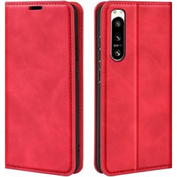Mobigear Retro Slim Housse Sony Xperia 5 IV Etui Porte-Monnaie - Rouge