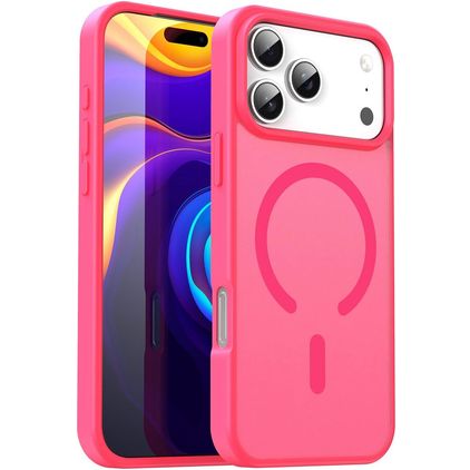 Mobigear Shockproof iPhone 18 Pro Max MagSafe Plastique rigide Coque arrière - Rose Red
