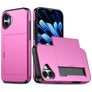 Mobigear Card Coque iPhone 18 Coque arrière Rigide Anti-Chocs avec Porte-Cartes - Rose Red