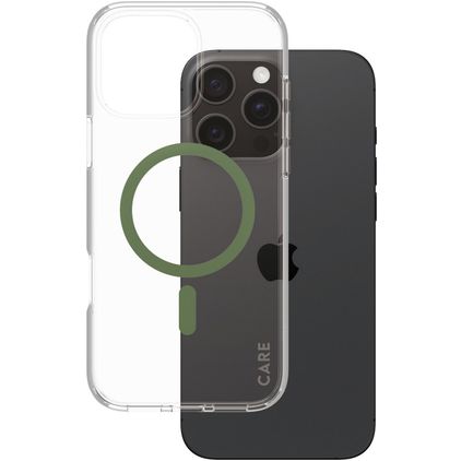 CARE by PanzerGlass Urban Combat iPhone 16 Pro Max MagSafe Plastique rigide Coque arrière - Transparent / Vert