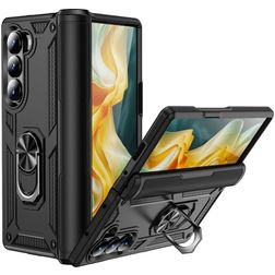 Mobigear Armor Ring Samsung Galaxy Z Fold 6 Plastique rigide Coque arrière Antichoc avec bague de maintien - Noir