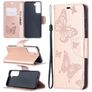 Mobigear Butterfly Housse Samsung Galaxy S21 Etui Porte-Monnaie - Rose doré