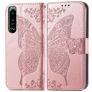 Mobigear Butterfly Housse Sony Xperia 5 IV Etui Porte-Monnaie - Rose doré