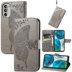 Mobigear Butterfly Housse Motorola Moto G52 Etui Porte-Monnaie - Gris