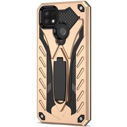 Mobigear Armor Stand Coque Realme C21Y Coque arrière Rigide Anti-Chocs avec Support Amovible - Or