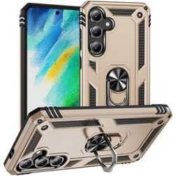 Mobigear Armor ring Samsung Galaxy S24 FE Plastique rigide Coque arrière Antichoc avec bague de maintien - Or