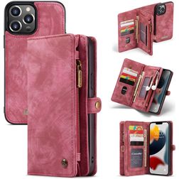 Caseme 008 Housse iPhone 13 Pro Max Etui avec Coque Détachable Porte-Monnaie - Rouge