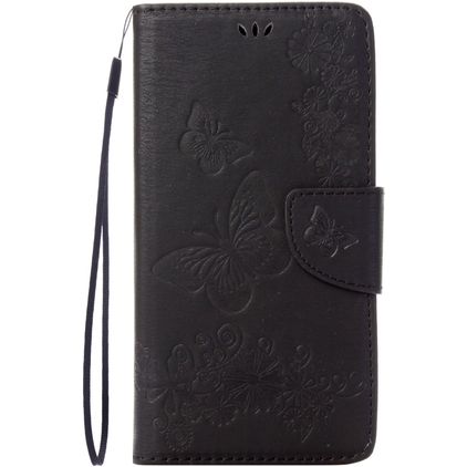 Mobigear Butterfly Housse iPhone SE (2020) Etui Porte-Monnaie - Noir