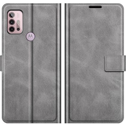 Mobigear Wallet Housse Motorola Moto G10 Etui Porte-Monnaie - Gris