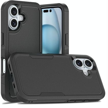 Mobigear Heavy Armor Coque iPhone 16 Coque arrière Rigide Anti-Chocs - Noir