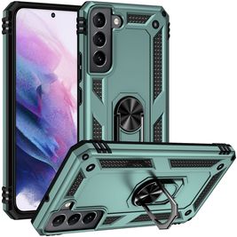 Mobigear Armor Ring Coque Samsung Galaxy S22 Coque arrière Rigide Anti-Chocs avec Anneau-Support - Vert