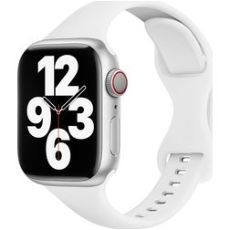 Mobigear Sport Slim Bracelet Silicone Apple Watch Fermeture à clou et passant - 42/41/40/38 mm - Blanc