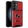 Mobigear Armor Ring Cam Slide Samsung Galaxy S24 FE Plastique rigide Coque arrière Antichoc avec bague de maintien et cache caméra coulissant - Rouge