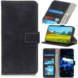 Mobigear Croco Housse iPhone SE (2022) Etui Porte-Monnaie - Noir