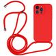 Mobigear Lanyard iPhone 15 Pro Coque avec cordon en Silicone - Rouge