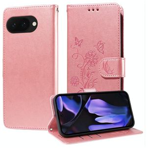 Mobigear Flowers Housse Google Pixel 9a Etui Porte-Monnaie - Rose doré