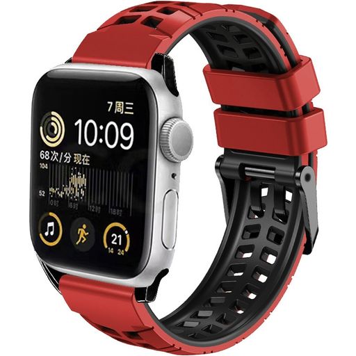 Mobigear Aero Armor Bracelet Silicone Apple Watch Fermeture boucle ardillon - 49/46/45/44 mm - Rouge / Noir