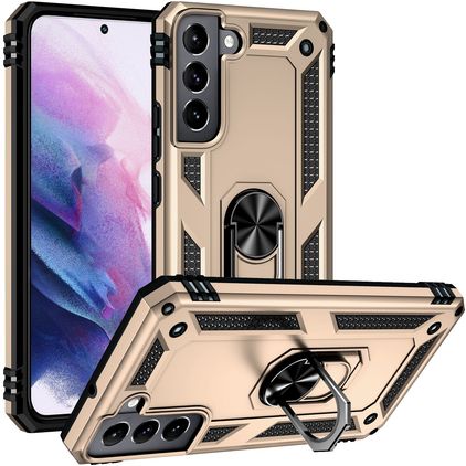 Mobigear Armor Ring Coque Samsung Galaxy S22 Coque arrière Rigide Anti-Chocs avec Anneau-Support - Or