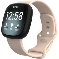 Mobigear Sport Dual Bracelet Silicone Fitbit Sense Fermeture à clou et passant - Sand Pink