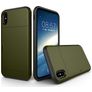 Mobigear Card Coque iPhone XS Coque arrière Rigide Anti-Chocs avec Porte-Cartes - Vert armée