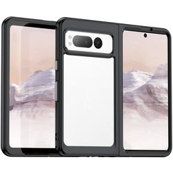 Mobigear Crystal Coque Google Pixel Fold Coque arrière Rigide - Transparent / Noir