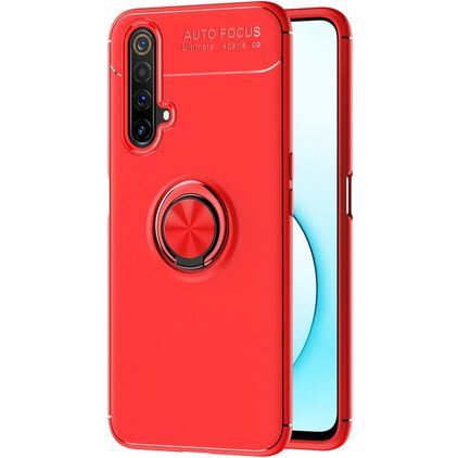 Mobigear Armor Ring Coque Realme X50 Coque arrière en TPU Souple Anti-Chocs avec Anneau-Support - Rouge