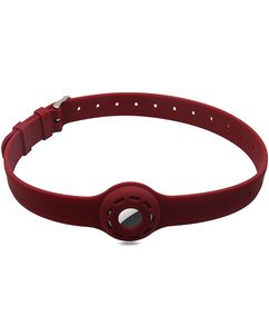 Mobigear Coque Apple AirTag Collier en Silicone Souple - 23.5 - 47.5 cm - Bordeaux