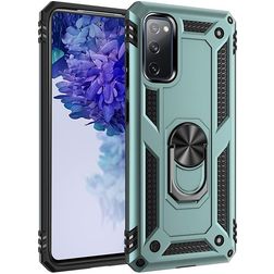 Mobigear Armor Ring Samsung Galaxy S20 FE Plastique rigide Coque arrière Antichoc avec bague de maintien - Vert