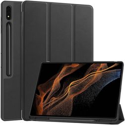 Mobigear Tri-Fold Gel Coque Samsung Galaxy Tab S9 Ultra Etui en TPU,Similicuir + Porte-crayon - Noir