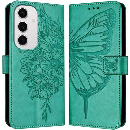 Mobigear Butterfly Housse Samsung Galaxy S24 FE Etui Porte-Monnaie - Vert