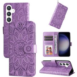 Mobigear Sunflower Housse Samsung Galaxy S24 Plus Etui Porte-Monnaie - Violet