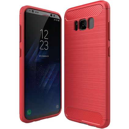 Mobigear Brushed Slim Coque Samsung Galaxy S8 Coque arrière en TPU Souple - Rouge
