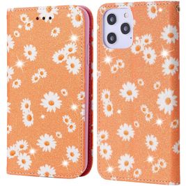 Mobigear Daisies Housse iPhone 12 Pro Max Etui Porte-Monnaie - Orange