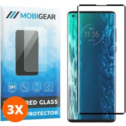 Mobigear Curved Motorola Edge (2020) Verre trempé Protection d'écran - Compatible Coque - Noir (Lot de 3)