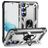 Mobigear Armor Ring Samsung Galaxy S23 Plastique rigide Coque arrière Antichoc avec bague de maintien - Argent