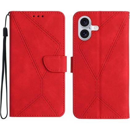 Mobigear Stitch Housse iPhone 17 Etui Porte-Monnaie - Rouge