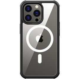 Valenta Full Cover Coque iPhone 14 Plus MagSafe Coque arrière en Verre trempé Anti-Chocs - Transparent / Noir