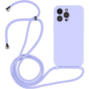 Mobigear Lanyard iPhone 15 Pro Max Coque avec cordon en Silicone - Violet