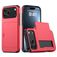 Mobigear Card iPhone 18 Pro Max Plastique rigide Coque arrière Antichoc avec porte-cartes - Rouge