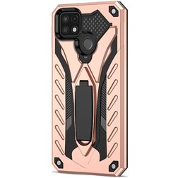 Mobigear Armor Stand Coque Realme C21Y Coque arrière Rigide Anti-Chocs avec Support Amovible - Rose doré